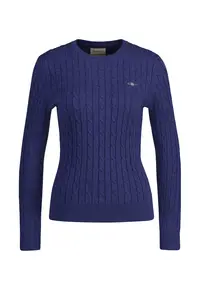 Pulover slim fit cu model torsade - Albastru oceanic