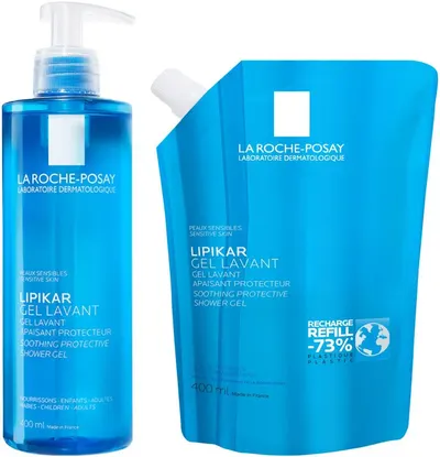 La Roche-Posay Lipikar Set - Gel de duș Lavant și Rezervă, 2 x 400 ml