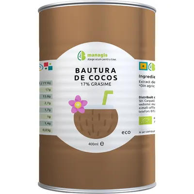 Bautura de Cocos 17% Grasime Ecologica/Bio 400ml