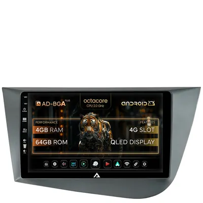 Navigatie Seat Leon (2005-2012), Android, A-Octacore 4GB RAM + 64GB ROM, 9 Inch - AD-BGA9004+AD-BGRKIT052