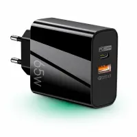 Incarcator Retea, 2 Porturi, 65W, 1 x USB, 1 x Type-C, Negru - Default Title