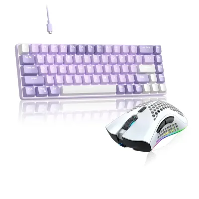 Set Tastatura Mecanica Gaming Timebox, Violet Switch, 60%, Hot-Swap, Wireless, Alb - Default Title
