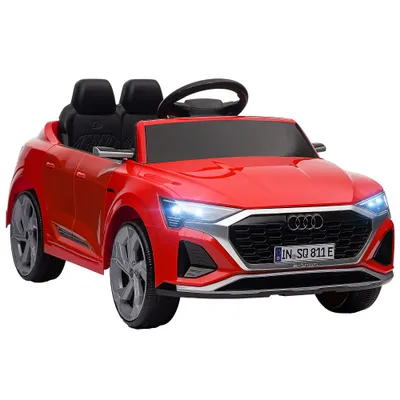 AIYAPLAY Mașinuță Electrică pentru Copii Audi Q8 Etron Sportback cu Baterie 12V Telecomandă Faruri Claxon și Muzică Roșu | Aosom Romania