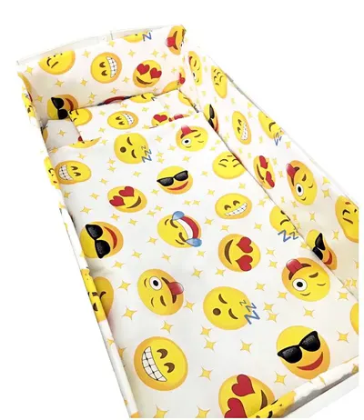 Lenjerie patut cu 5 piese Croitoria Noastra Smiley Faces 140x70 cm