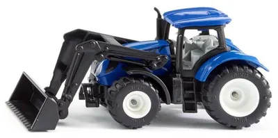 Jucarie metalica Siku - Tractor cu incarcator frontal New Holland, albastru