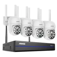 Sistem performant de supraveghere video WiFi ANNKE N98WHR+I51CP*4, NVR 8 canale, 4 camere tip Dome interior/exterior 5MP, Ultra HD/2k+, vedere nocturna IR, audio, rezistent la intemperii