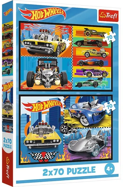 Puzzle pentru copii Trefl din 2 x 70 piese - Hot Wheels
