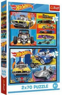 Puzzle pentru copii Trefl din 2 x 70 piese - Hot Wheels