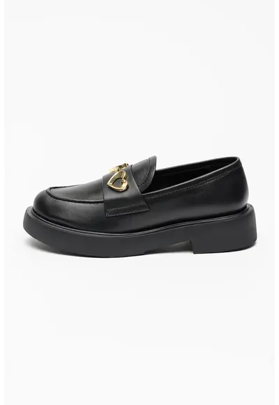 Pantofi loafer din piele cu detaliu metalic City - Auriu/Negru