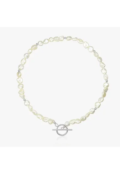 Colier din argint Grace - Perle Naturale - Alb/Argintiu