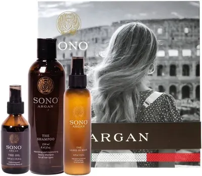 Sono Argan Set - Șampon, Ulei de Argan și Mască Spray, 250 + 30 + 150 ml