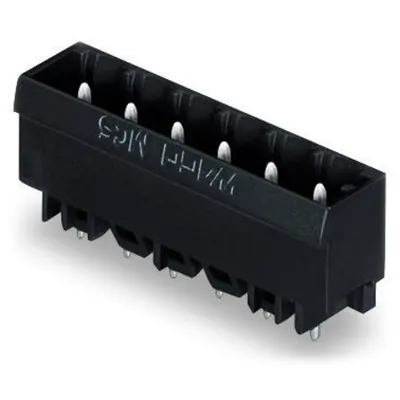 THR male header; 1.2 x 1.2 mm solder pin; straight; Pin spacing 5 mm; 5-pole; black