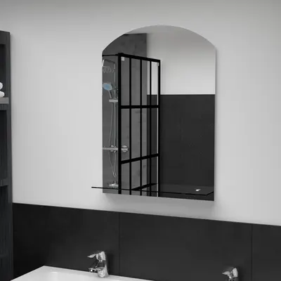 vidaXL Oglindă de perete cu raft, 50 x 70 cm, sticlă securizată