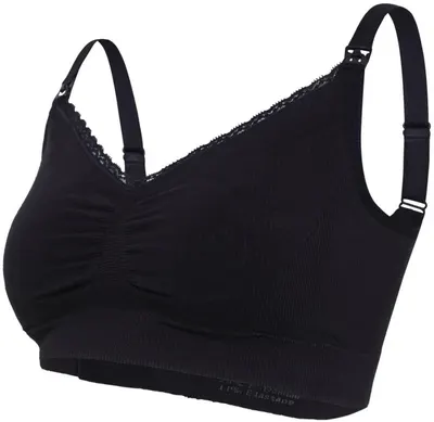 Sutien alaptare, fara cusaturi, din bumbac organic, Carriwell, marimea M, negru