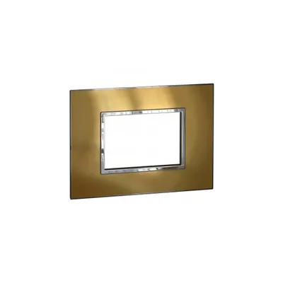 Placa Arteor - Italian / US standard - patrat - 3 module - gold brass