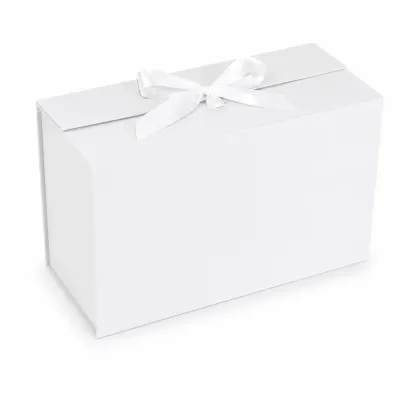 Cutie magnetică cu fundă la închidere - alb - 33.5x26x15cm