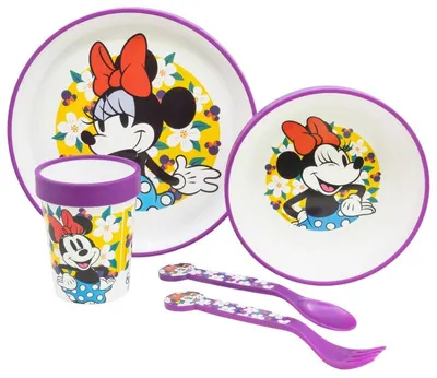 Set de masă cu bază antiderapantă Stor - Premium, Minnie Sunshine, 5 piese
