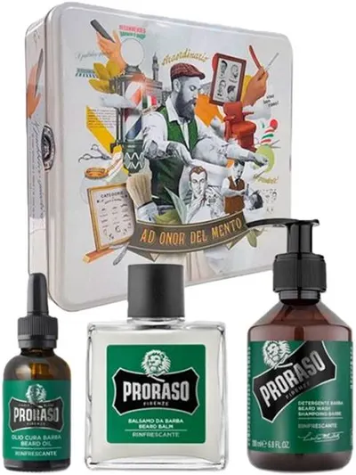 Proraso Set Refreshing - Șampon, ulei și balsam de barbă, 200 + 30 + 100 ml