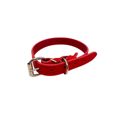 Zgarda din piele simplă - Rosu - 35 cm