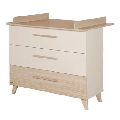 Comodă de copii crem/în culoare naturală cu aspect de lemn de stejar cu masă de schimbat 110x98x75 cm Sidney – Roba