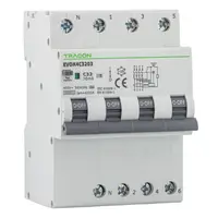Disjunctor cu protecţie diferentiala, 4P, 4 mod., curba D D16A, 30 mA, 10kA, A