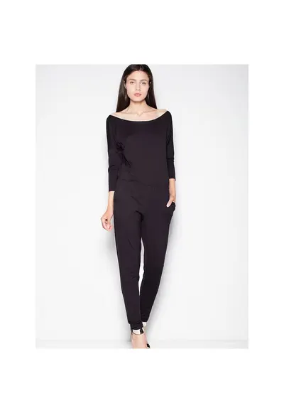 Salopeta dama neagra - decolteu semicircular - maneci cazute - viscoza