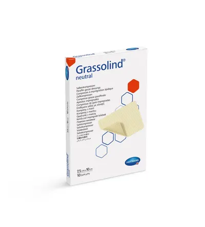 Grassolind Neutral – Comprese sterile cu unguent, 7.5 x 10 cm, 10 bucati – Hartmann