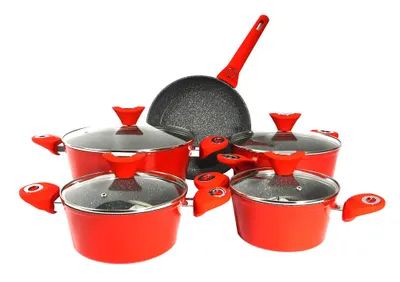 Set oale 9 piese, material aluminiu, interior granit, compatibil inductie / ZLN 3260 Engros