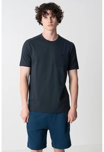 Tricou cu buzunar pe piept - Bleumarin