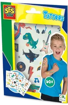 Tatuaje pentru copii. Spatiu si dinozauri