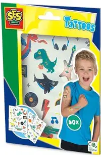 Tatuaje pentru copii. Spatiu si dinozauri