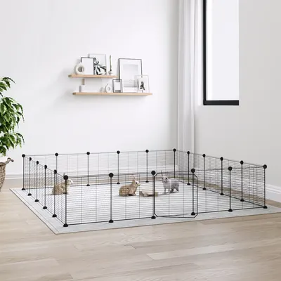 Gossi cusca animale de companie cu usa 20 panouri negru 35x35 cm otel
