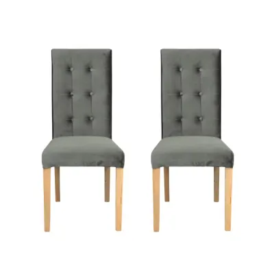 Set 2 scaune living TEO LUX, picioare lemn natur, stofa gri deschis, 46x60x98 cm