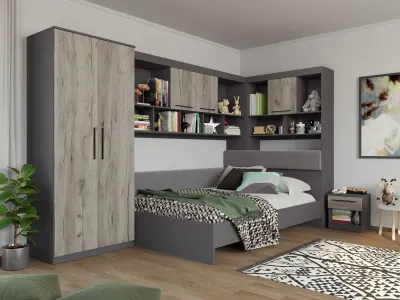Set Dormitor Colt Lucio C8 Gri / Lemn