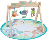 Saltea de activități pentru bebeluși cu arc de lemn Playgro - Fauna Friends, 0m+