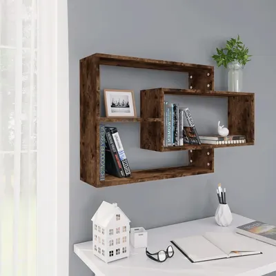 vidaXL Raft de perete, stejar fumuriu, 104x20x58,5 cm, lemn compozit