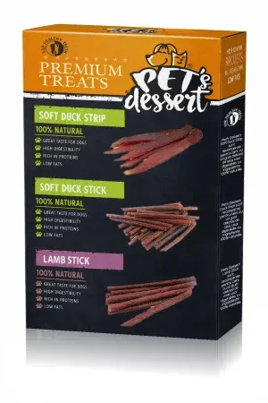 Recompense pentru caini Pet s Dessert Mix cu rata miel 3 buc x 80 gr