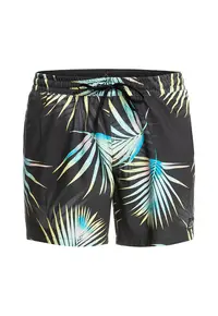 Pantaloni scurti de baie cu imprimeu tropical Mix - Albastru/Gri antracit