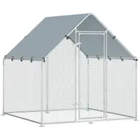 PawHut Coteț pentru Găini de Exterior, 2x2x2m 4 m² Țarc pentru Găini din Oțel Galvanizat cu Acoperiș Impermeabil Anti-UV și Încuietoare, Adăpost pentru 4-6 Găini, Animale Mici, Iepuri și Rațe | Aosom Romania