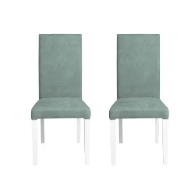 Set 2 scaune living TEO, picioare lemn alb, stofa mint, 46x60x98 cm