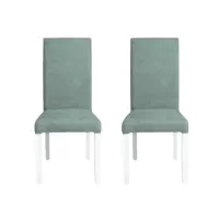 Set 2 scaune living TEO, picioare lemn alb, stofa mint, 46x60x98 cm