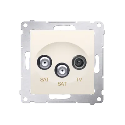 Priza dubla SAT-SAT-RTV de capat, crem
