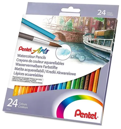 Creioane acuarelă colorate Pentel - Arts, 24 culori