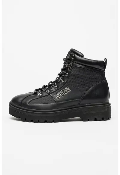 Ghete de piele cu logo - Negru