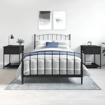vidaXL Noptiere, 2 buc., negru, 44x45x58 cm, lemn compozit