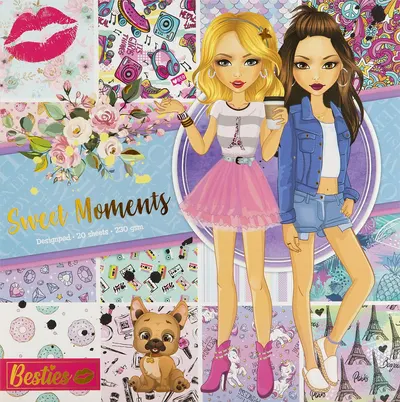 Hârtie colorată Moxy Besties - Sweet Moments, 20 coli
