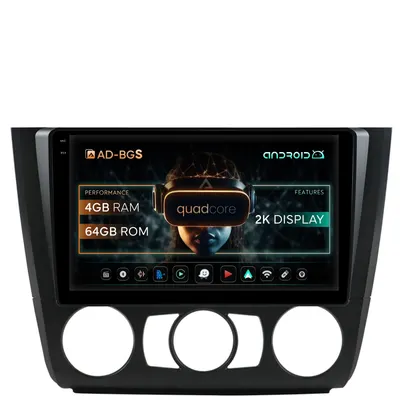 Navigatie 2K BMW Seria 1 E87 (2007-2011), Clima Manuala, Android, S-Quadcore 4GB RAM + 64GB ROM, 9.5 Inch - AD-BGS90042K+AD-BGRKIT398