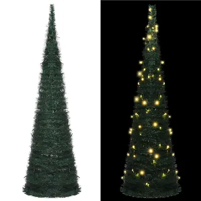 vidaXL Brad șnur de Crăciun artificial pop-up pre-iluminat verde 210cm