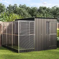 vidaXL Volieră cu extensie argintie 290x303x216 cm oțel