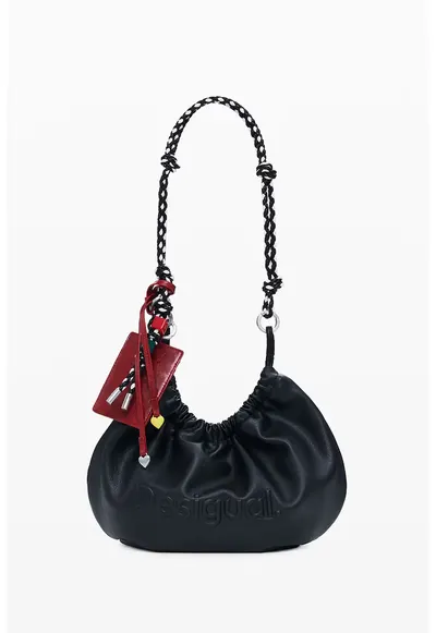 Geanta de umar cu logo in relief - Rosu vintage/Negru antracit